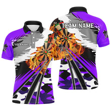 Load image into Gallery viewer, 3D Dartboard Fire Men Darts Polo &amp; Quarter-Zip Shirts Custom Camo Purple Darts Team Jerseys TDM2556