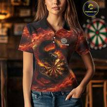 Load image into Gallery viewer, Personalized Fire Flame Orange Snake Darts Shirt For For Women Custom Darts Jersey Polo &amp; 1/4 Zip TDM4848