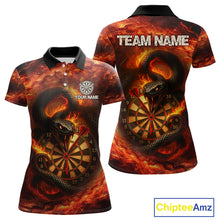 Load image into Gallery viewer, Personalized Fire Flame Orange Snake Darts Shirt For For Women Custom Darts Jersey Polo &amp; 1/4 Zip TDM4848