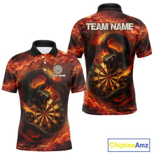 Load image into Gallery viewer, Personalized Fire Flame Orange Snake Darts Shirt For For Men Custom Darts Jersey Polo &amp; 1/4 Zip TDM4848