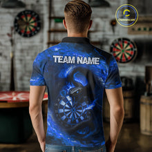 Load image into Gallery viewer, Personalized Fire Flame Blue Snake Darts Shirt For For Men Custom Darts Team Jersey Polo, 1/4 Zip TDM4849