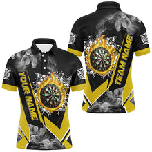 Load image into Gallery viewer, Personalized Dartboard Fire Flame Smoke Custom Dart Shirts For Men, Darts Team Jerseys | Yellow TDM2810