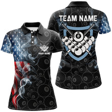 Load image into Gallery viewer, American Flag Smoke Custom Women Billiard Polo &amp; 1/4 Zip Shirts, Patriotic Billiard Pool Team Jerseys TDM2815