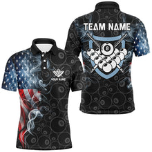 Load image into Gallery viewer, American Flag Smoke Custom Men Billiard Polo &amp; 1/4 Zip Shirts, Patriotic Billiard Pool Team Jerseys TDM2815