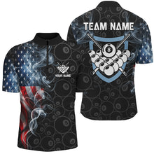 Load image into Gallery viewer, American Flag Smoke Custom Men Billiard Polo &amp; 1/4 Zip Shirts, Patriotic Billiard Pool Team Jerseys TDM2815