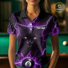 Load image into Gallery viewer, Purple 8 Ball Thunder Lightning Cat Billiard Shirt For Women Custom Pool Team Jersey Polo &amp; 1/4 Zip TDM5066