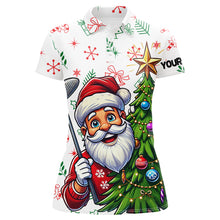 Load image into Gallery viewer, Funny Santa White Christmas Pattern Women Golf Polo Shirts Custom Golfing Gifts For Christmas TDM3058