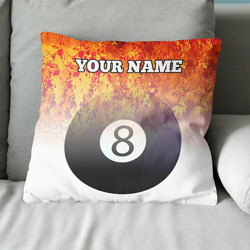 Customized 8 Ball Pool Fire Pillow, Unique Billiard Throw Pillows Design TDM0806
