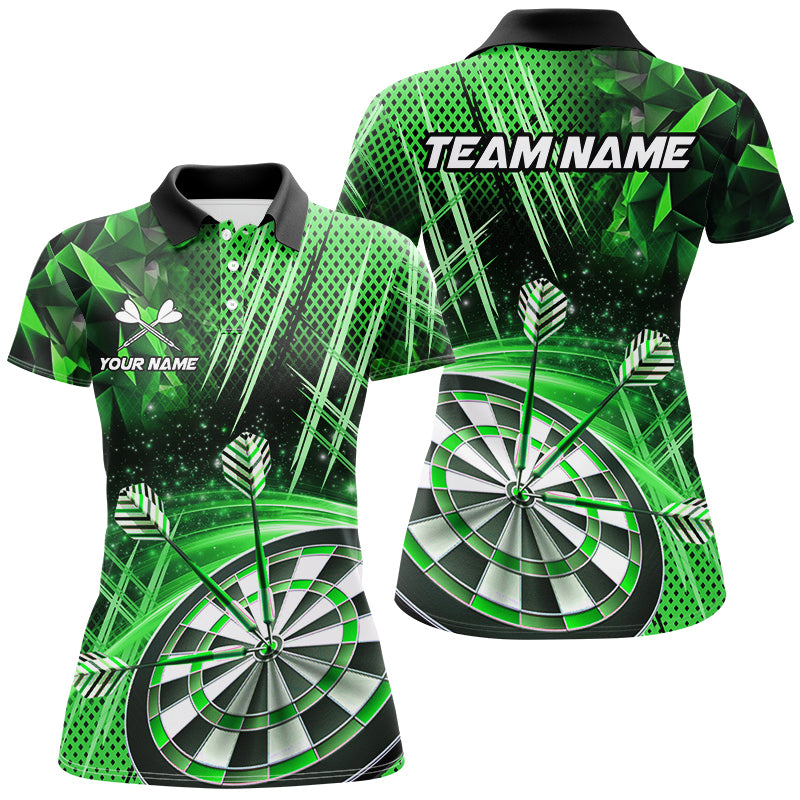 Personalized 3D Glitter Women Darts Shirts Custom Team Dart League Shirts Dart Jerseys |Green TDM3284