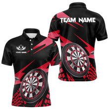 Load image into Gallery viewer, Red Black Custom Dart Shirts For Men, Personalized 3D Darts Board Dart Jerseys Polo &amp; 1/4 Zip TDM3287