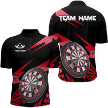 Load image into Gallery viewer, Red Black Custom Dart Shirts For Men, Personalized 3D Darts Board Dart Jerseys Polo &amp; 1/4 Zip TDM3287