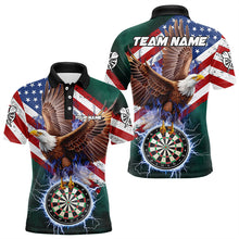 Load image into Gallery viewer, Personalized American Flag Eagle Dart Shirts For Men Custom Dart Board Lightning Dart Jerseys TDM3288