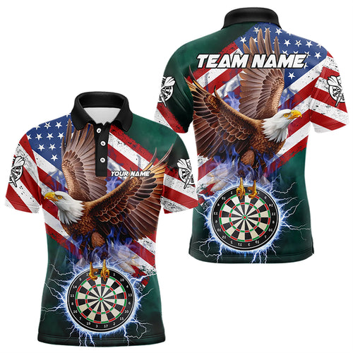 Personalized American Flag Eagle Dart Shirts For Men Custom Dart Board Lightning Dart Jerseys TDM3288