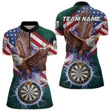 Load image into Gallery viewer, Personalized American Flag Eagle Dart Shirts For Women Custom Dart Board Lightning Dart Jerseys TDM3288