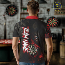 Load image into Gallery viewer, Red Grim Reaper Flame Darts Shirt For Men Custom Skull Darts Jersey Team Polo &amp; Quarter Zip TDM5529