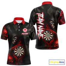 Load image into Gallery viewer, Red Grim Reaper Flame Darts Shirt For Men Custom Skull Darts Jersey Team Polo &amp; Quarter Zip TDM5529