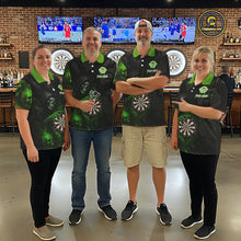 Load image into Gallery viewer, Green Grim Reaper Flame Darts Shirt For Men Custom Skull Darts Jersey Team Polo &amp; Quarter Zip TDM5531