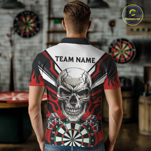 Load image into Gallery viewer, Personalized Skull Darts Polo &amp; Quarter Zip Custom Darts Shirt For Men, Darts Team Jersey |Red TDM5535