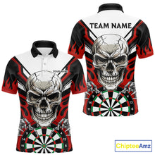Load image into Gallery viewer, Personalized Skull Darts Polo &amp; Quarter Zip Custom Darts Shirt For Men, Darts Team Jersey |Red TDM5535