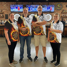 Load image into Gallery viewer, Personalized Flame Smoke Tribal Darts Shirt For Men Custom Golden Darts Jersey Team Polo &amp; 1/4 Zip TDM5537