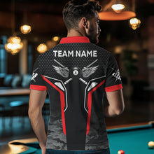 Load image into Gallery viewer, Black And Red 8 Ball Pool Wings Custom Camo Billiard Shirts For Men, 8 Ball Billiard Team Jerseys TDM3483