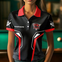 Load image into Gallery viewer, Black And Red 8 Ball Pool Wings Custom Camo Billiard Shirts For Women, 8 Ball Billiard Team Jerseys TDM3483