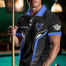 Load image into Gallery viewer, Black And Blue 8 Ball Pool Wings Custom Camo Billiard Shirts For Men, 8 Ball Billiard Team Jerseys TDM3484