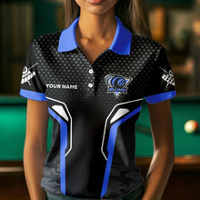 Load image into Gallery viewer, Black And Blue 8 Ball Pool Wings Custom Camo Billiard Shirt For Women, 8 Ball Billiard Team Jersey TDM3484