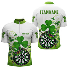 Load image into Gallery viewer, Green Luckiest Shamrock 3D Dartboard Men Dart Shirts Custom St Patrick Day Dart Shirts Team Jerseys TDM3625