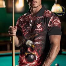 Load image into Gallery viewer, Red Flaming Eagle 8 Ball Billiard Shirt For Men Custom US Flag Pool Team Jersey Polo &amp; 1/ 4 Zip TDM6154