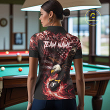 Load image into Gallery viewer, Red Flaming Eagle 8 Ball Billiard Shirt For Women Custom US Flag Pool Team Jersey Polo &amp; 1/ 4 Zip TDM6154