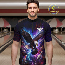 Load image into Gallery viewer, Custom Colorful Thunder Lightning Eagle Bowling Shirt For Men, Bowling Team Jersey Polo &amp; 1/4 Zip TDM6158