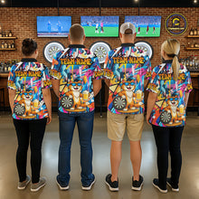 Load image into Gallery viewer, Funny Cat Colorful Graffiti Darts Shirt For Men Custom Darts Team Jersey Polo &amp; 1/4 Zip TDM6393