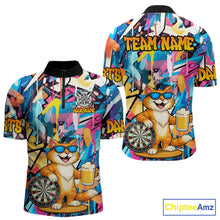 Load image into Gallery viewer, Funny Cat Colorful Graffiti Darts Shirt For Men Custom Darts Team Jersey Polo &amp; 1/4 Zip TDM6393