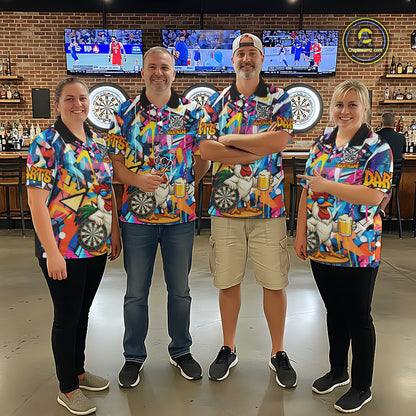 Funny Rooster Colorful Graffiti Darts Shirt For Women Custom Darts Team Jersey Polo & 1/4 Zip TDM6395