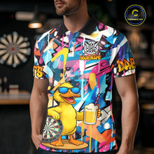 Load image into Gallery viewer, Funny Duck Colorful Graffiti Darts Shirt For Men Custom Darts Team Jersey Polo &amp; 1/4 Zip TDM6396