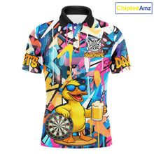 Load image into Gallery viewer, Funny Duck Colorful Graffiti Darts Shirt For Men Custom Darts Team Jersey Polo &amp; 1/4 Zip TDM6396