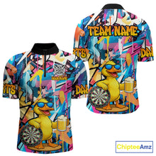 Load image into Gallery viewer, Funny Duck Colorful Graffiti Darts Shirt For Men Custom Darts Team Jersey Polo &amp; 1/4 Zip TDM6396