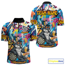 Load image into Gallery viewer, Funny Wolf Colorful Graffiti Darts Shirt For Men Custom Darts Team Jersey Polo &amp; 1/4 Zip TDM6398
