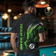 Load image into Gallery viewer, Custom Men&#39;s Dragon Billiard Shirt – Black And Green 8 Ball Pool Team Jersey Polo &amp; Quarter Zip TDM4063