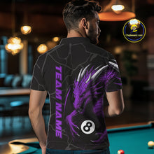 Load image into Gallery viewer, Custom Men&#39;s Dragon Billiard Shirt – Black And Purple 8 Ball Pool Team Jersey Polo &amp; Quarter Zip TDM4065