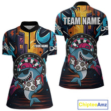 Load image into Gallery viewer, Funny Shark Colorful Graffiti Style Custom Dart Shirts For Women, Dart Team Jersey Best Darts Outfit TDM4423