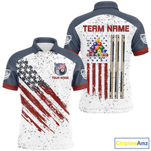 Load image into Gallery viewer, White Grunge American Flag Custom Billiard Shirts For Men, Patriotic Team Player Pool Jerseys TDM2326