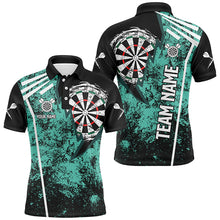 Load image into Gallery viewer, Personalized Grunge Men Darts Polo &amp; Quarter Zip Shirts Custom Retro Darts Team Jerseys | Turquoise TDM2566