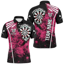 Load image into Gallery viewer, Personalized Grunge Men Darts Polo &amp; Quarter Zip Shirts Custom Retro Darts Team Jerseys | Pink TDM2567