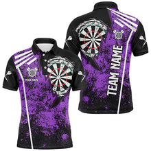 Load image into Gallery viewer, Personalized Grunge Men Darts Polo &amp; Quarter Zip Shirts Custom Retro Darts Team Jerseys | Purple TDM2568