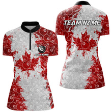 Load image into Gallery viewer, Personalized Canadian Leaf 8 Ball Pattern Women Billiard Shirts, Patriotic Canada Billiard Jerseys TDM2569