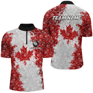 Personalized Canadian Leaf 8 Ball Pattern Men Billiard Shirts, Patriotic Canada Billiard Jerseys TDM2569