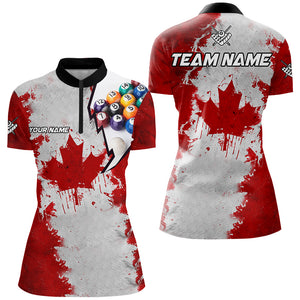 Personalized Canadian Leaf Billiard Balls Pool Shirts For Women, Patriotic Canada Billiard Jerseys TDM2570