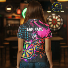 Load image into Gallery viewer, Personalized Colorful Grunge Funny Darts Shirt For Women Custom Darts Jersey Team Polo &amp; 1/4 Zip TDM5068